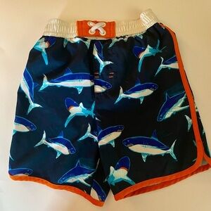 Wonder Nation 2T Navy Shark Print Swim Trunks. Like new condition.